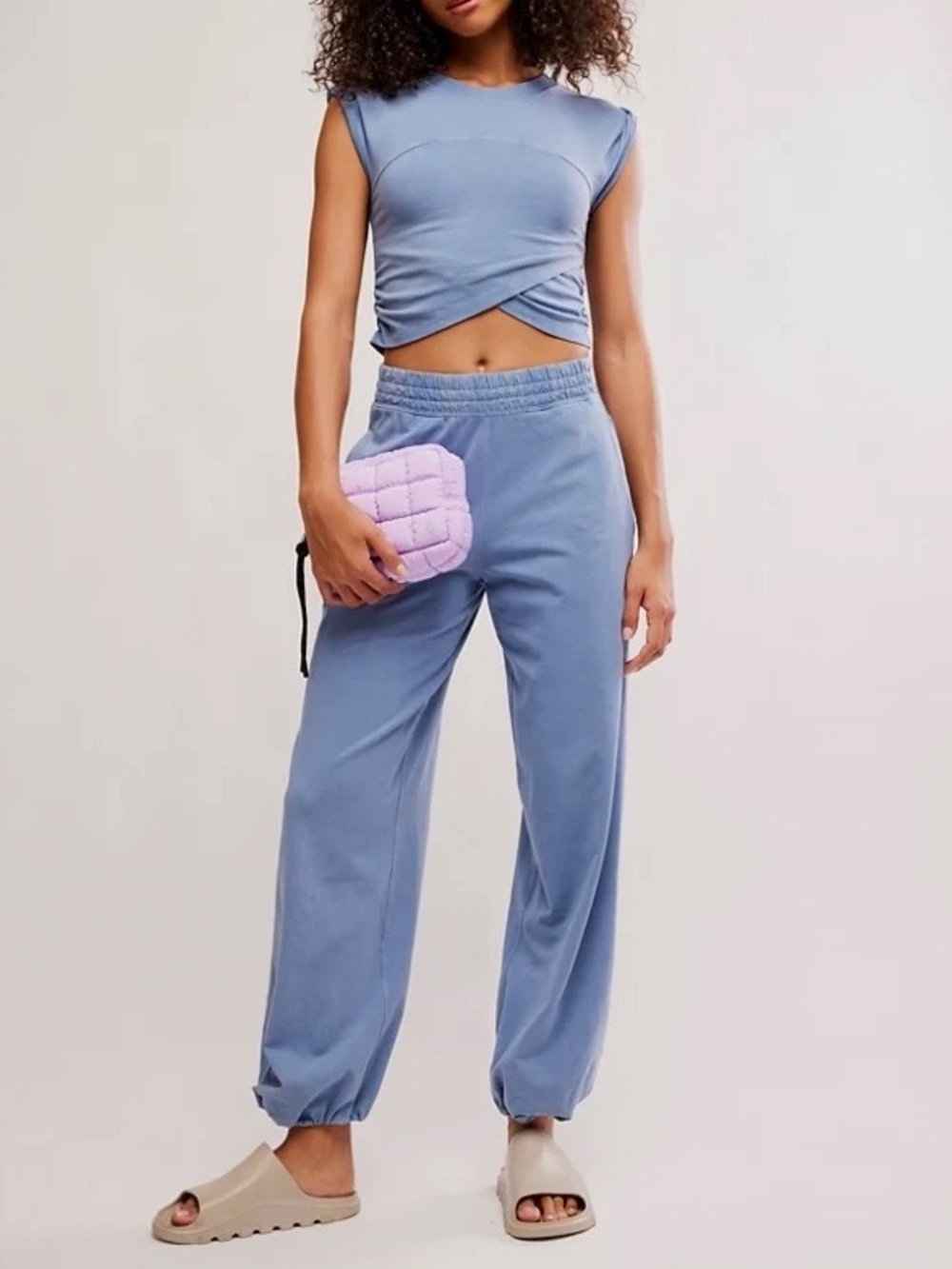 FP Movement Crew Neck Cropped Muscle Tee & High-Rise Waist Pant Set M - Picture 1 of 4